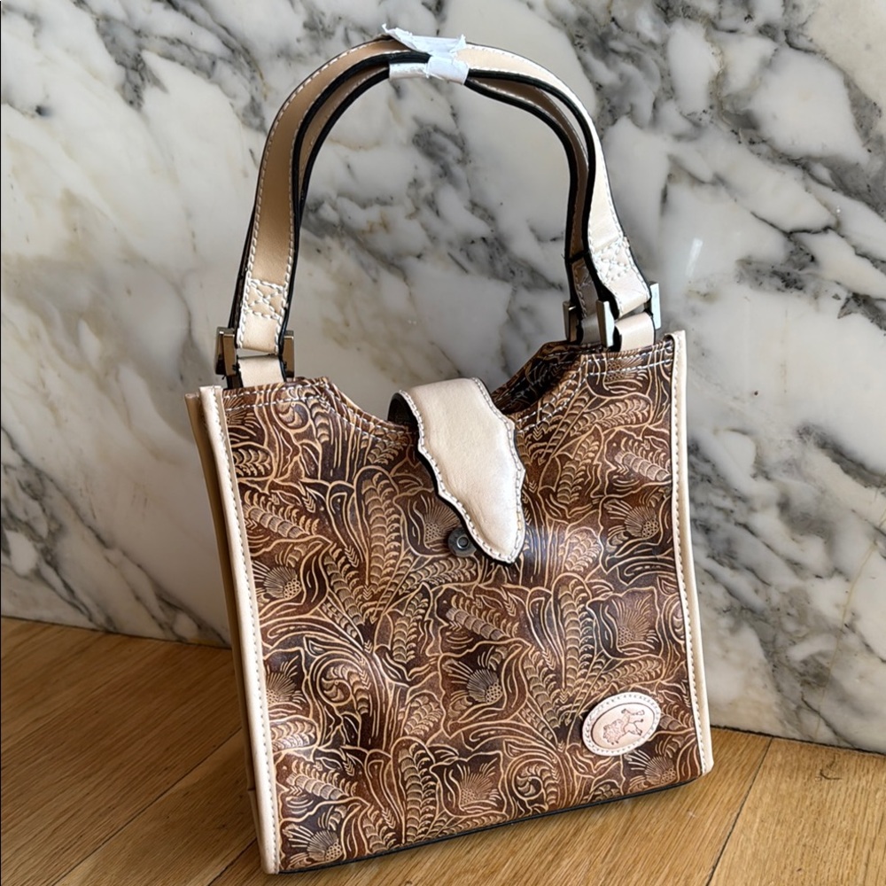 NWOT Boutique Western Floral Embossed Mini Shoulder Bag Horse Concho - Picture 3 of 16